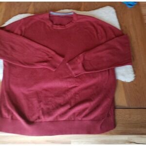 LANDS END Mens 100% Cotton Long Sleeve Sweater Maroon  XXLT 50-52 Chest EUC